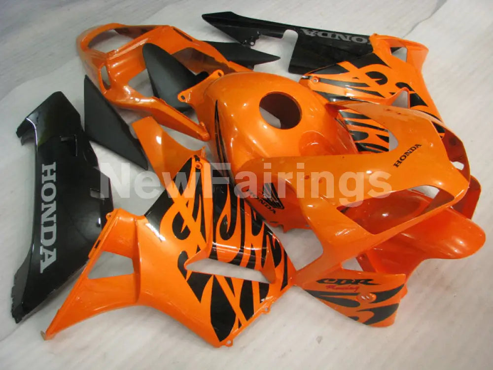 Black and Orange Fire - CBR600RR 03-04 Fairing Kit -