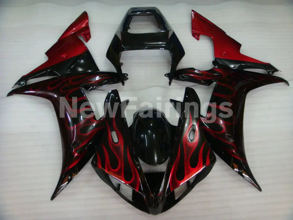 Black and Red Flame - YZF-R1 02-03 Fairing Kit - Vehicles &