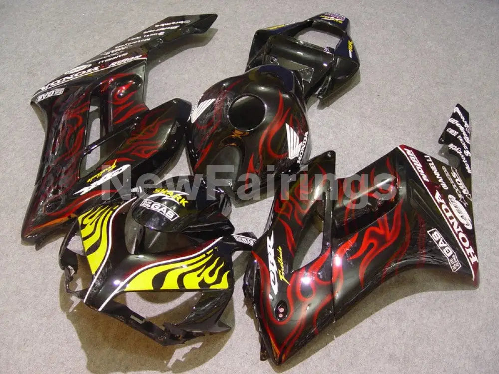 Black and Red Yellow Flame - CBR1000RR 04-05 Fairing Kit -