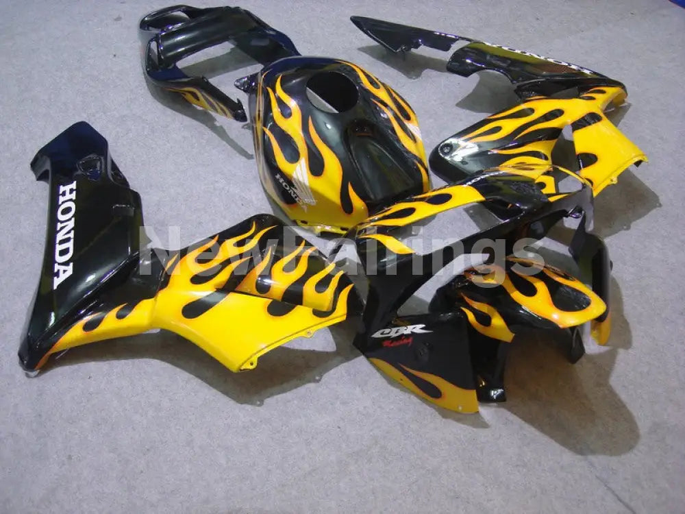 Black and Yellow Flame - CBR600RR 03-04 Fairing Kit -
