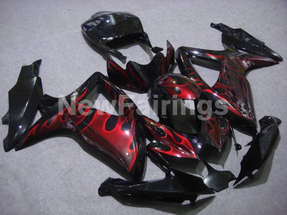 Black Red Flame - GSX-R600 08-10 Fairing Kit - Vehicles &