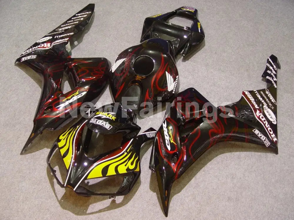 Black Yellow and Red Flame - CBR1000RR 06-07 Fairing Kit -