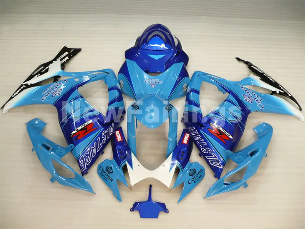 Blue and White Black Corona - GSX-R750 06-07 Fairing Kit