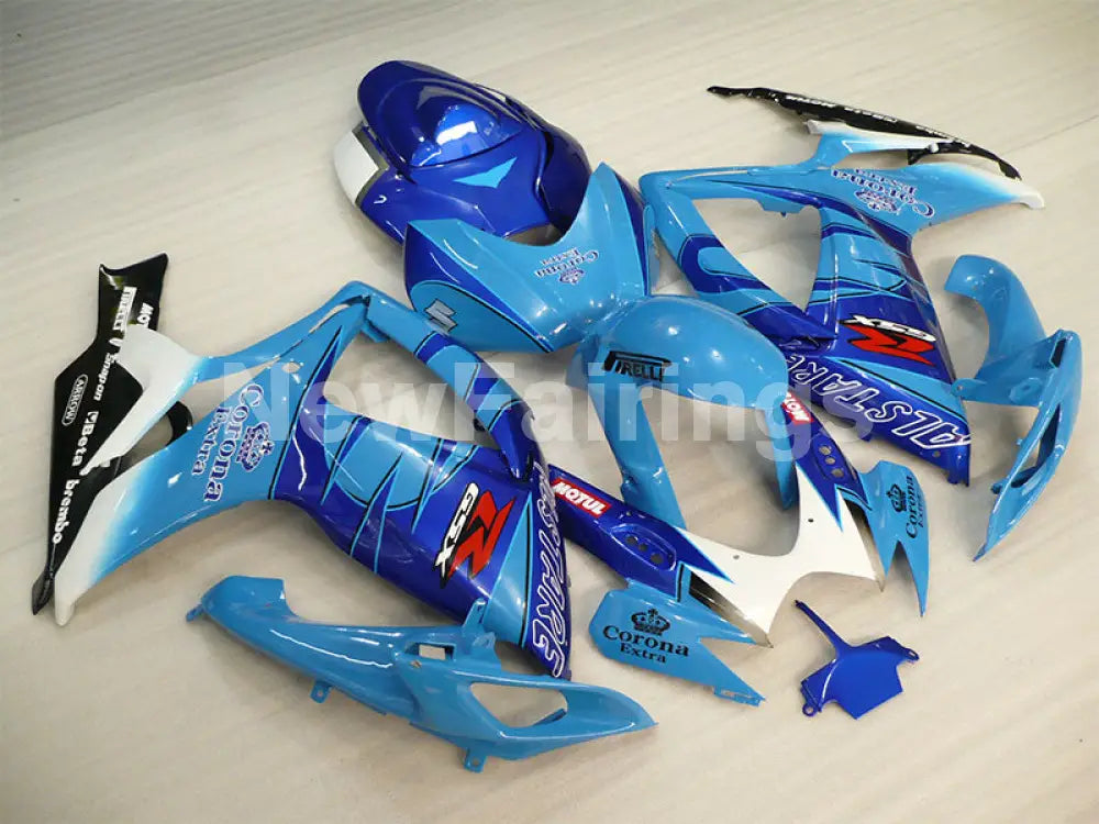 Blue and White Black Corona - GSX-R750 06-07 Fairing Kit