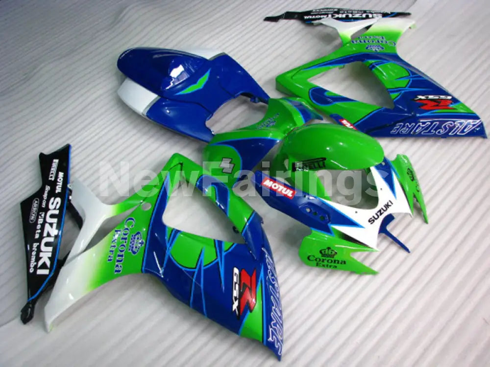 Green and White Blue Corona - GSX-R600 06-07 Fairing Kit -