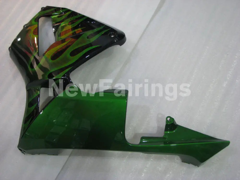 Green and Black Flame - CBR600RR 03-04 Fairing Kit -