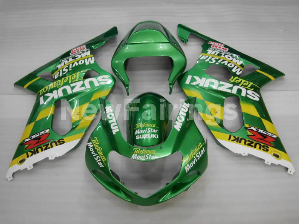 Green and Yellow Movistar - GSX-R600 01-03 Fairing Kit -