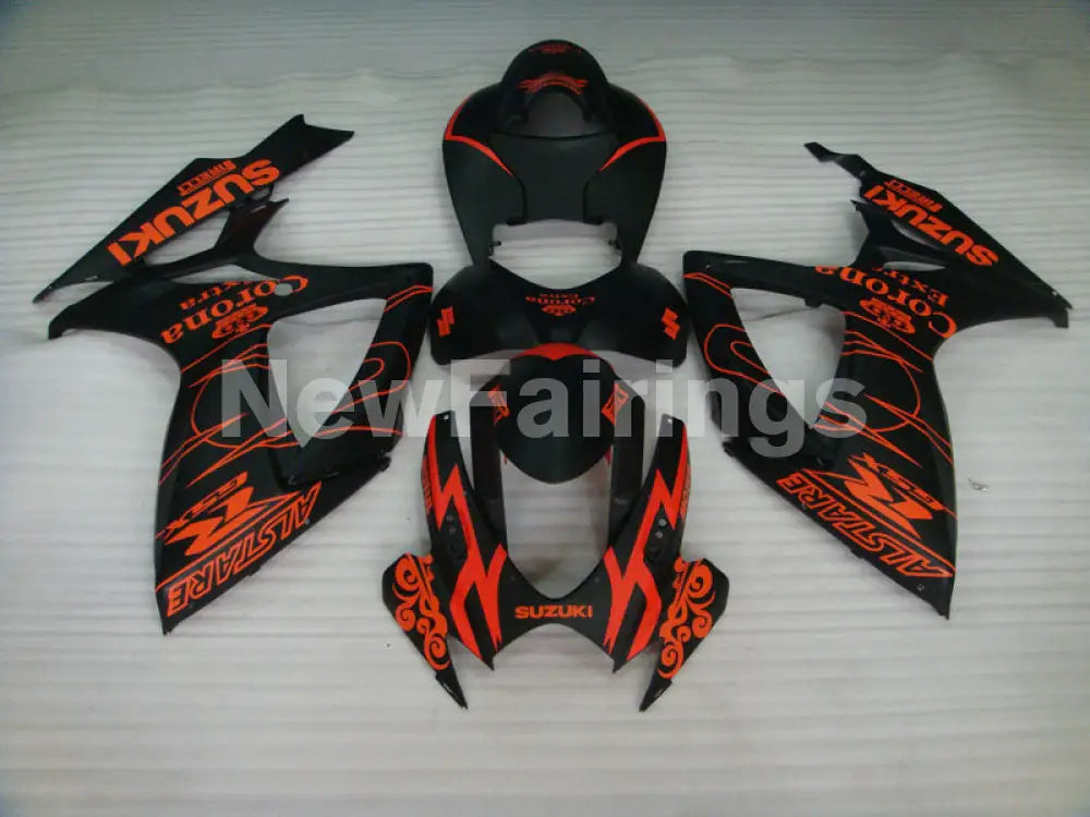 Matte Black and Orange Corona - GSX-R600 06-07 Fairing Kit