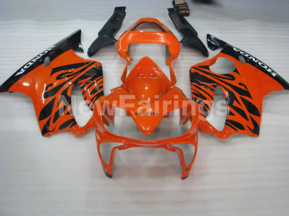 Orange and Black Flame - CBR600 F4i 01-03 Fairing Kit -