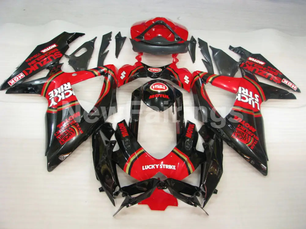 Red and Black Lucky Strike - GSX-R600 08-10 Fairing Kit