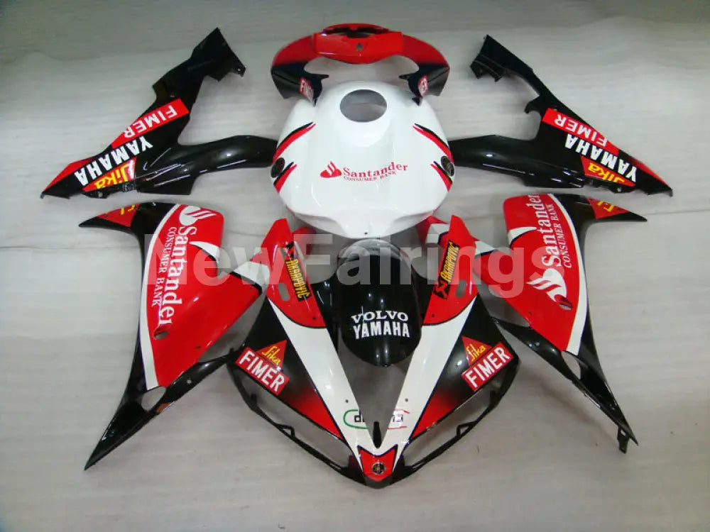 Red Black and White Santander - YZF-R1 04-06 Fairing Kit