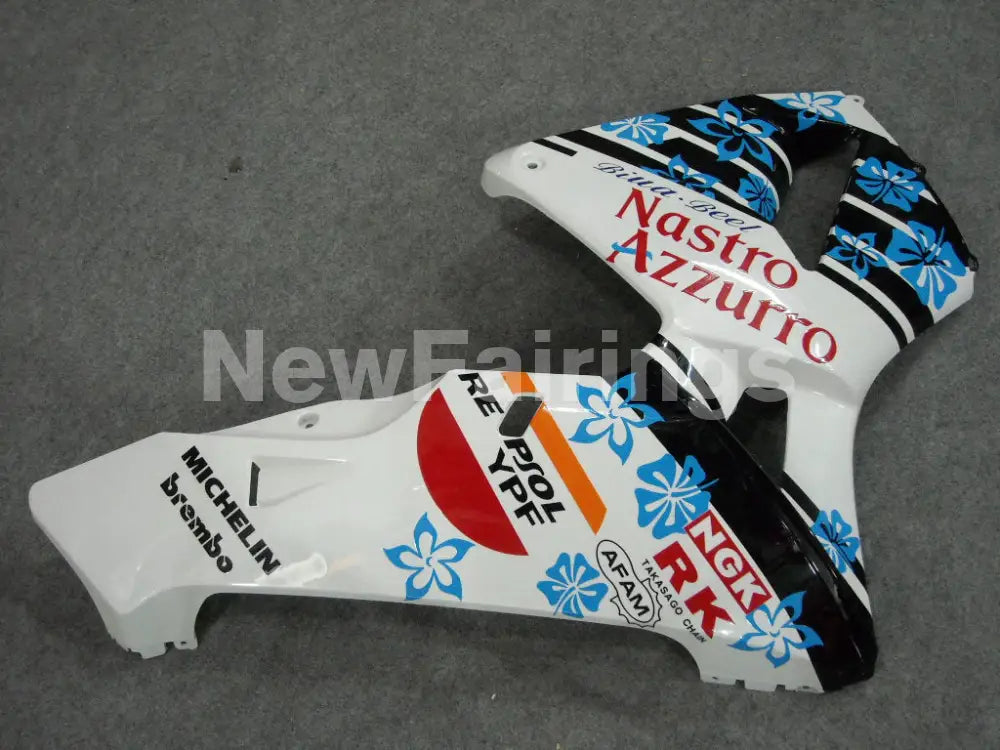 White and Black Blue Nastro Azzurro - CBR600RR 03-04 Fairing