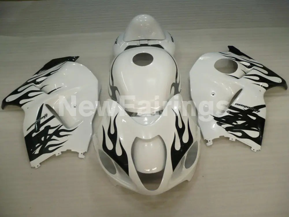 White and Black Flame - GSX1300R Hayabusa 99-07 Fairing Kit