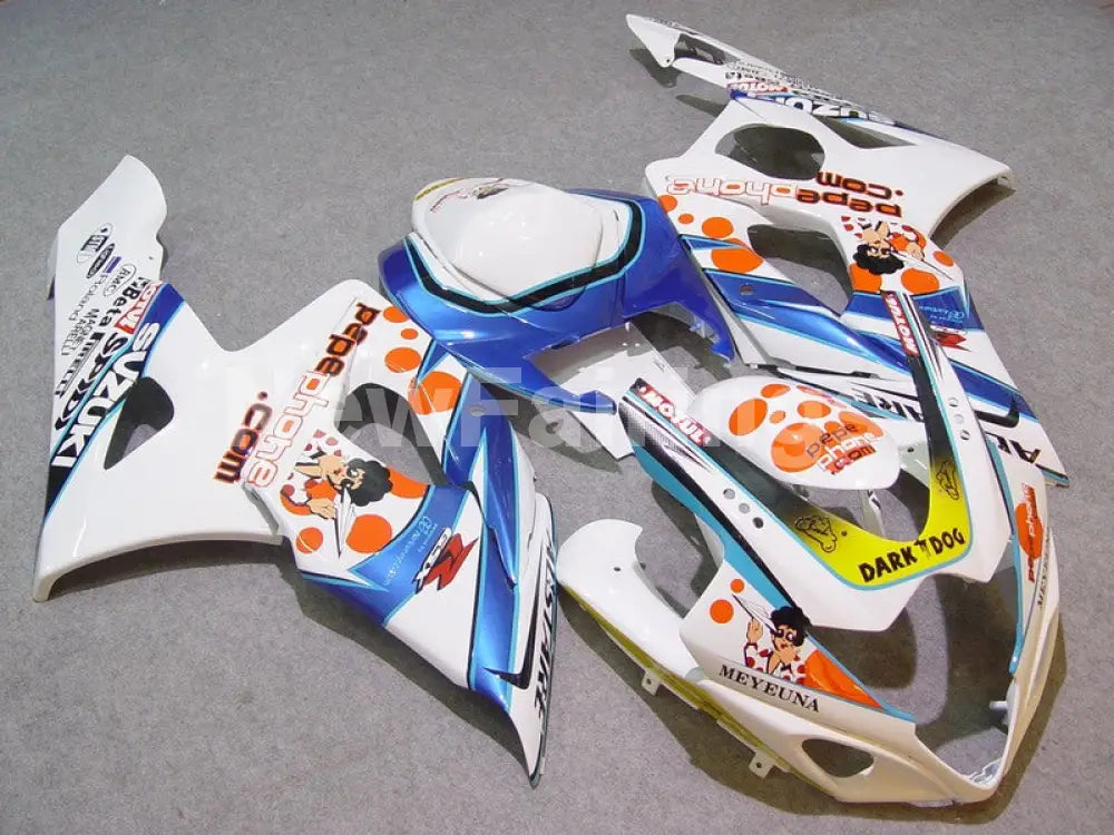 White and Blue Dark Dog - GSX - R1000 05 - 06 Fairing Kit