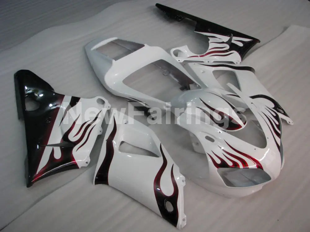 White and Wine Red Flame - YZF-R1 98-99 Fairing Kit