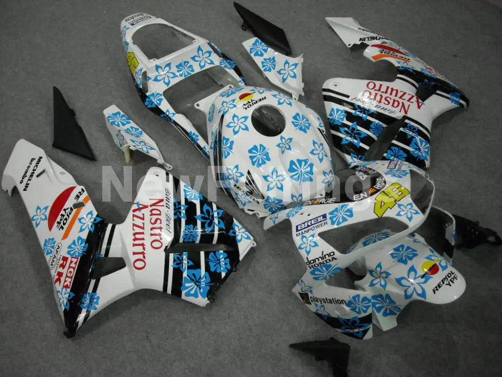 White and Black Blue Nastro Azzurro - CBR600RR 03-04 Fairing