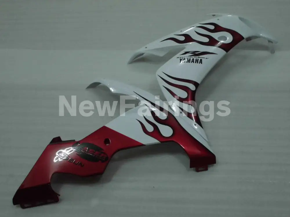 White and Red Flame - YZF-R1 04-06 Fairing Kit - Vehicles &