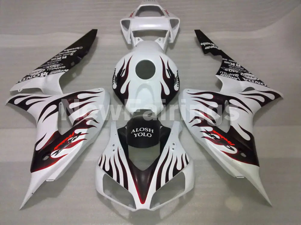 White and Wine Red Flame - CBR1000RR 06-07 Fairing Kit -